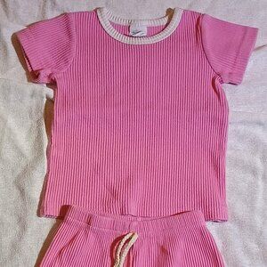 Little One Shop Baby Girls Ribbed Short Set 12–18M
